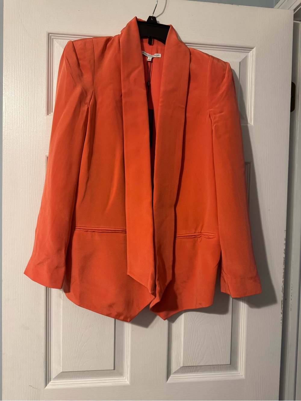 Rebecca Minkoff Orange Draped Shawl-Collar Blazer